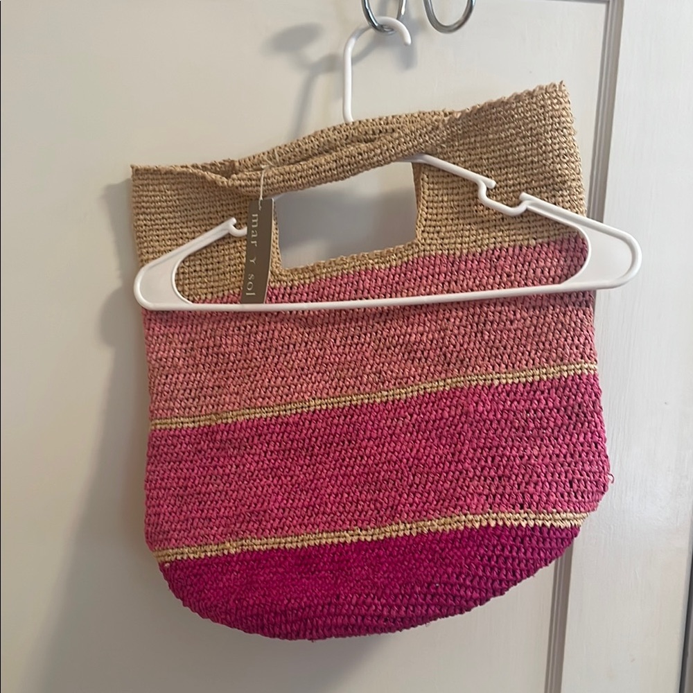 Handcrafted Pink and Tan Tote Bag